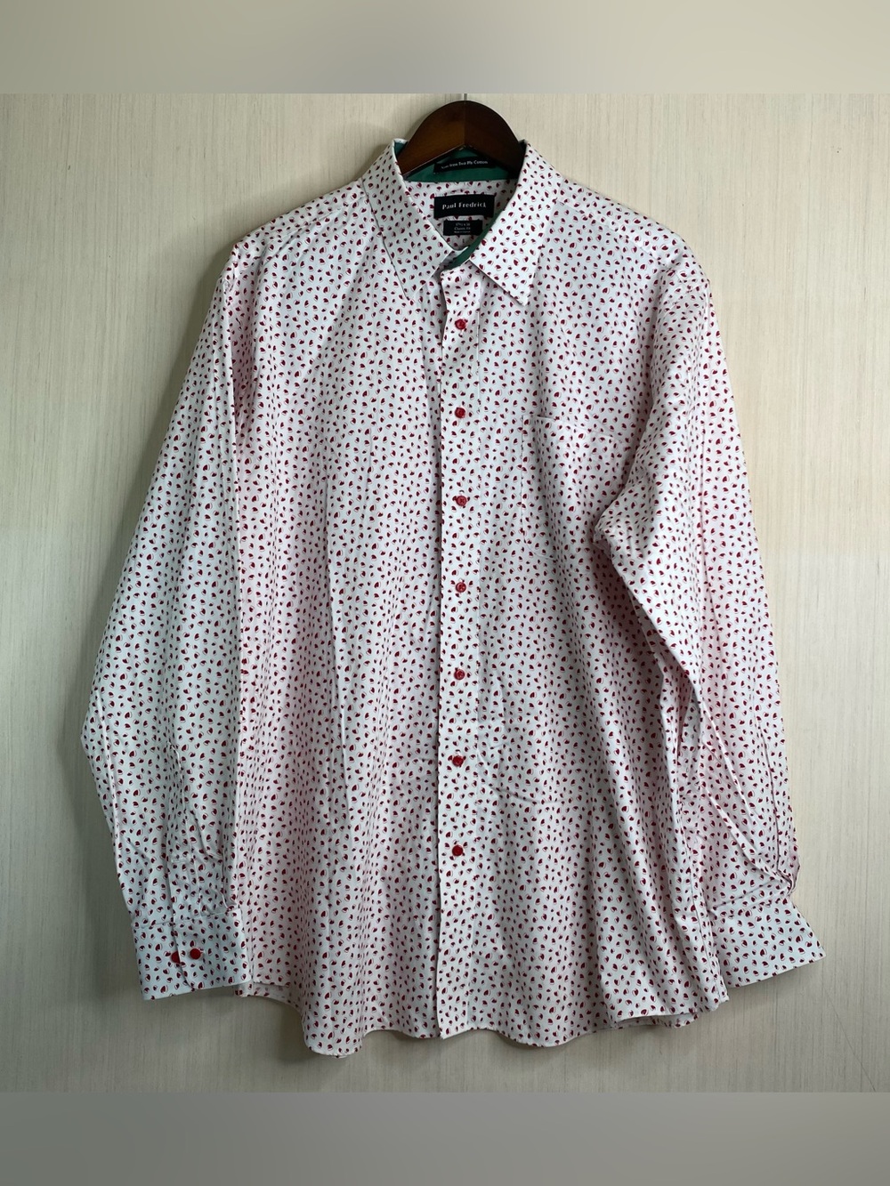 Paul Fredrick Christmas Santa Hat Non Iron Classic Fit Dress Shirt 17.5